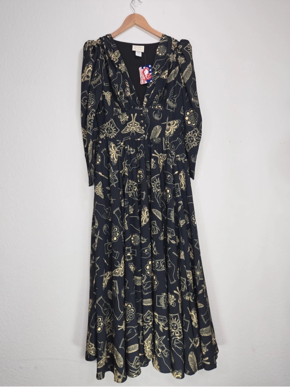 Laura Byrnes Hope Morrison Pinup Girl Tarot V-Neck Long Sleeve Long Gown L NEW